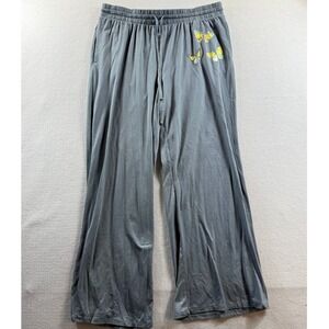 Grayson Social Sleepwear Pants Women Large Gray Butterfly Print Wide Leg 36x30